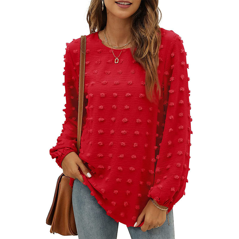 Jacquard Long-sleeved Round Neck T-shirt