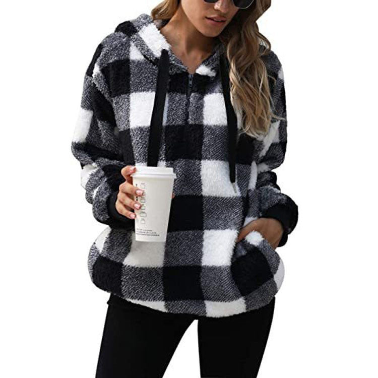 Plaid Hooded with Pockets