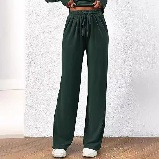 Casual Suit Asymmetric Long-sleeved T-shirt Wide-leg Pants