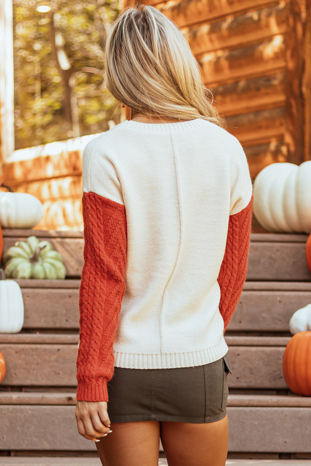 Vineyard Colorblock Patched Pocket Drop Shoulder Sweater