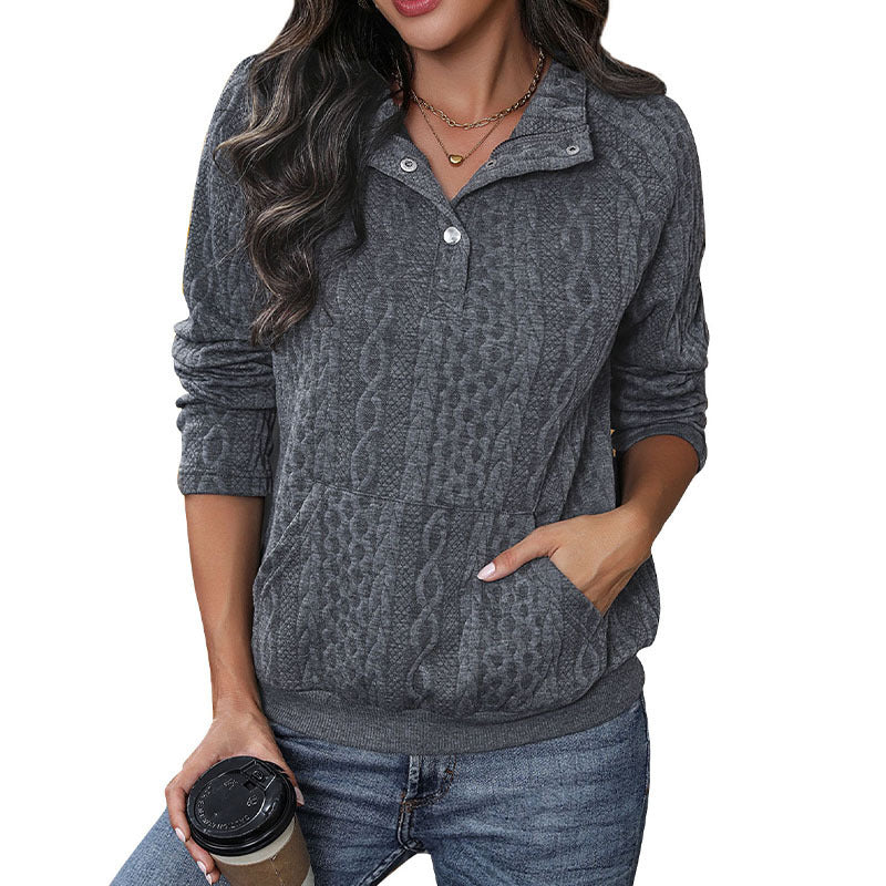 Women's Texture Long Sleeve Sweatshirt Tops