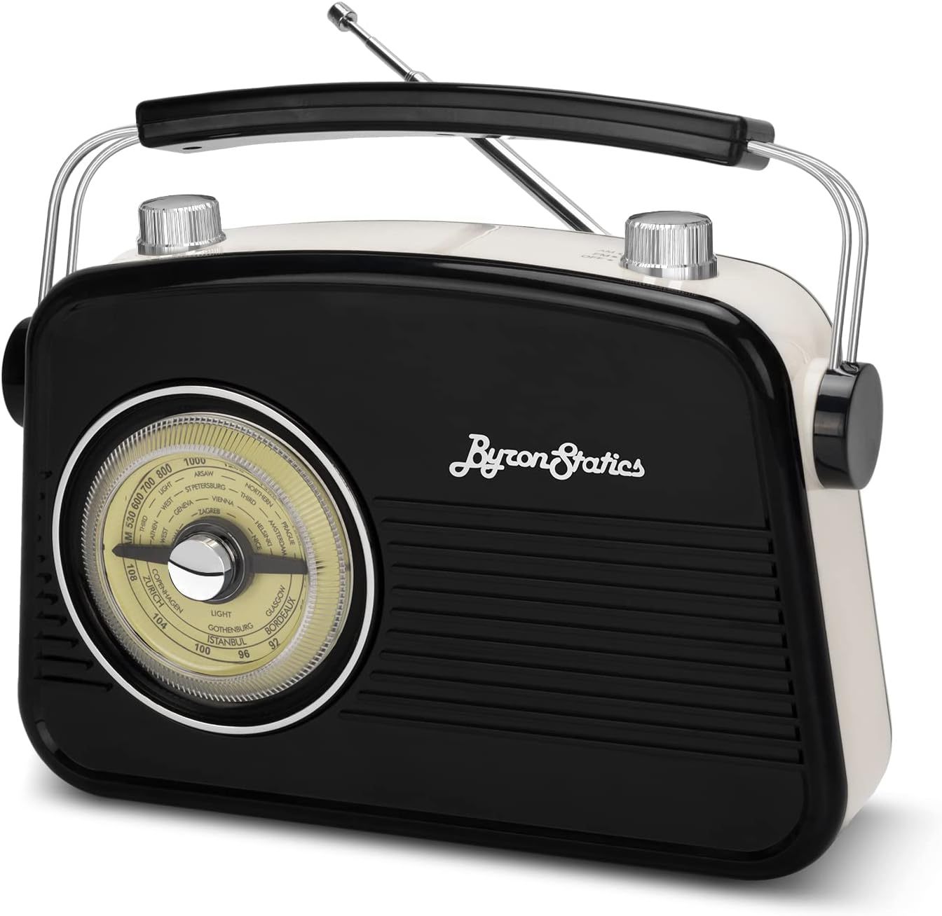 Black AM FM Radio - Small Portable Radios Vintage Retro With Headphone Jack, Large Analog Rotary Tuning Dial