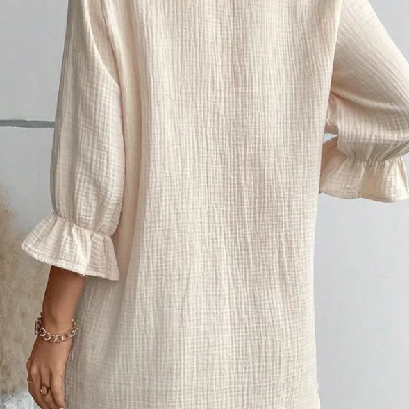 Solid Color Cotton And Linen Loose Shirt Dress