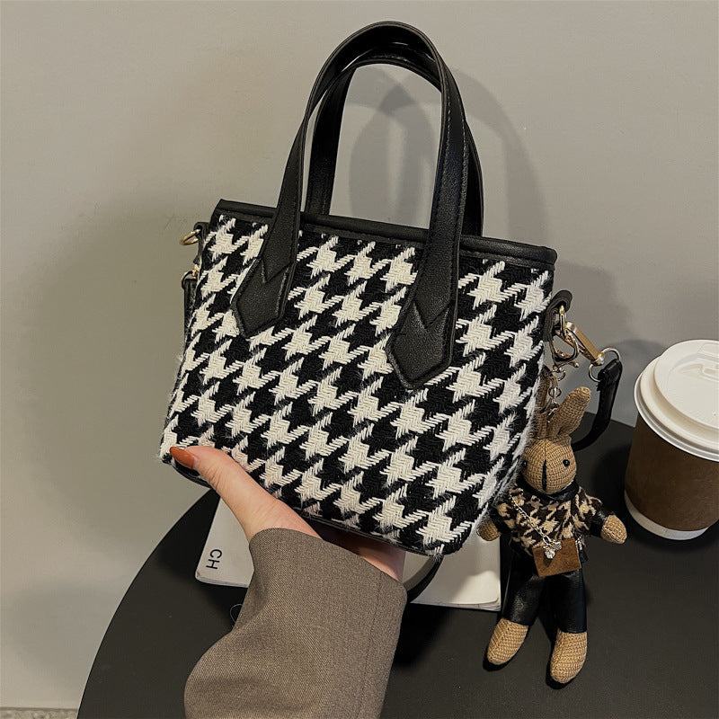 Houndstooth Shoulder Bag Portable Checkerboard Handbags All-match Messenger Bag