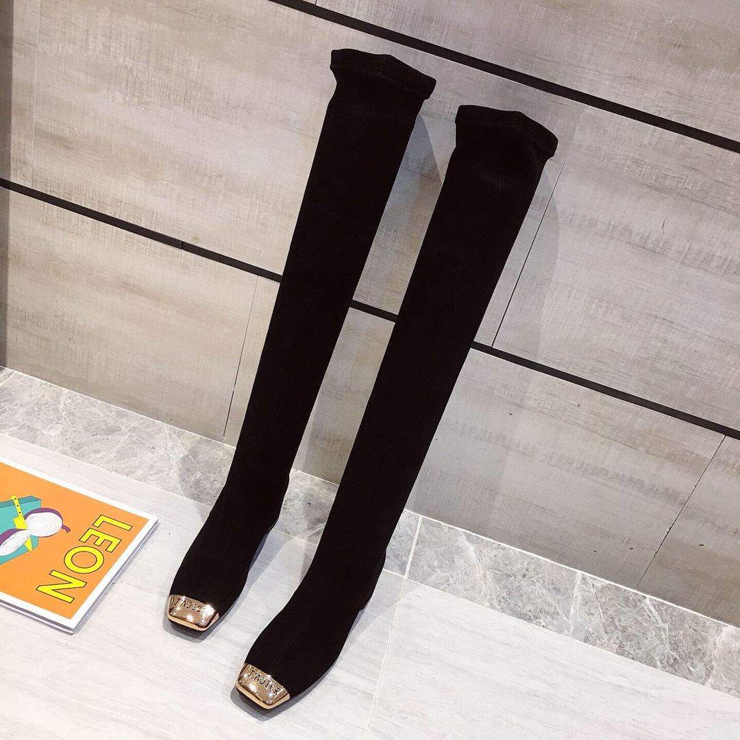 Over The Knee Square Toe Thin Skinny Boots