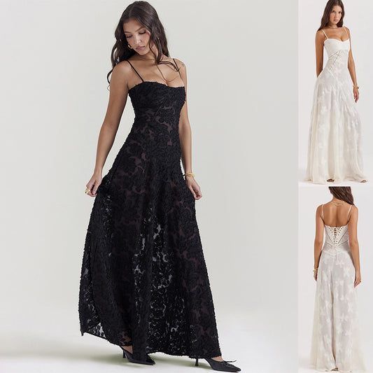 Suspender Lace Long Dress