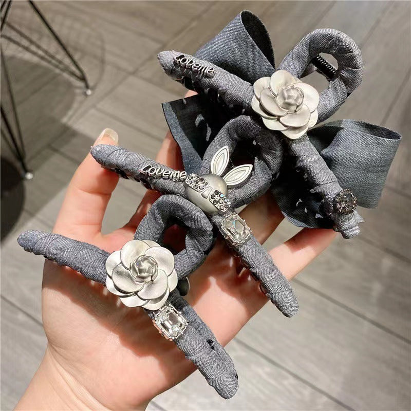 Fashionable Elegant Fabric Gray Bow Headdress