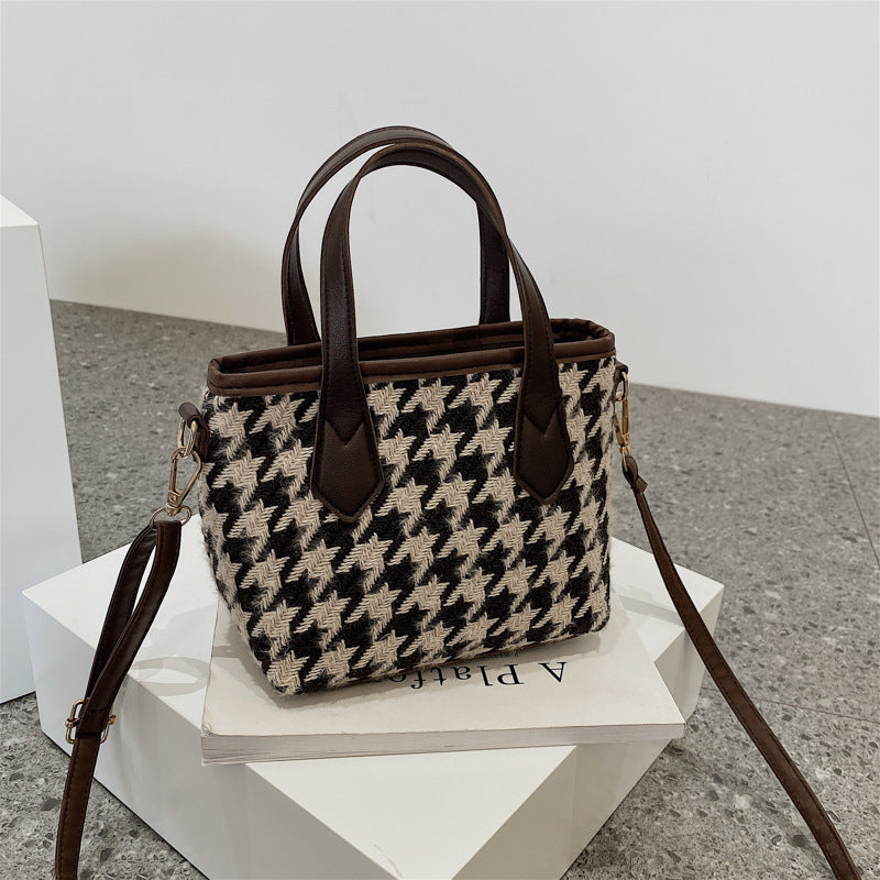 Houndstooth Shoulder Bag Portable Checkerboard Handbags All-match Messenger Bag