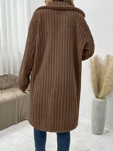 Drop Shoulder Stripped Long Sleeve Coat