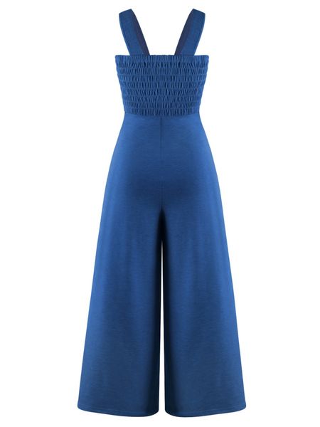 Jumpsuit Sleeveless Tank V Neck Wide Leg Pant Rompers with Pockets