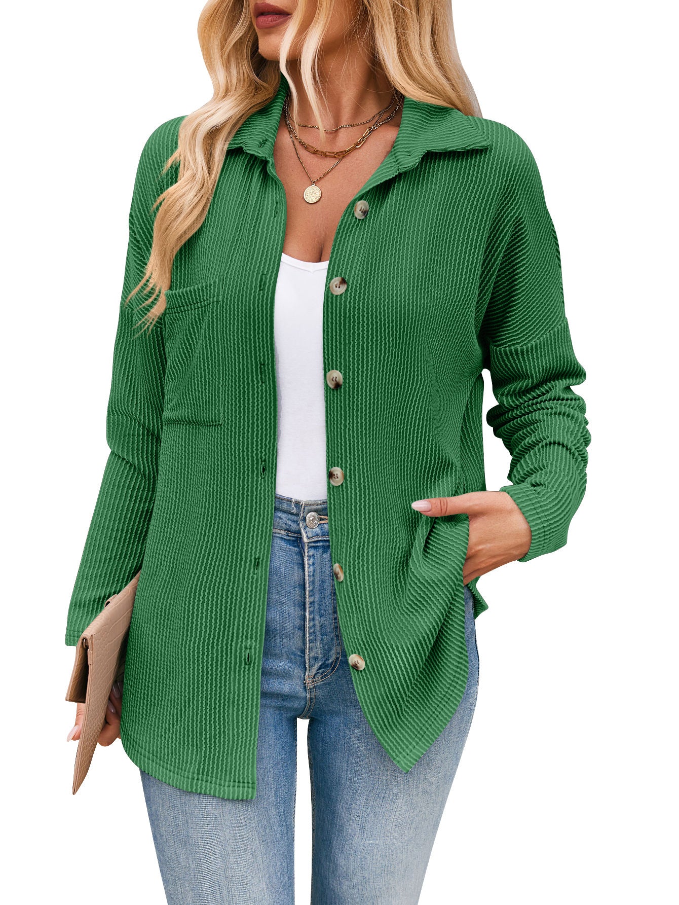 Striped Contrast Color Long Sleeve Shirt