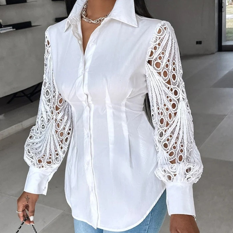 Lace Stitching Long-sleeved Shirt