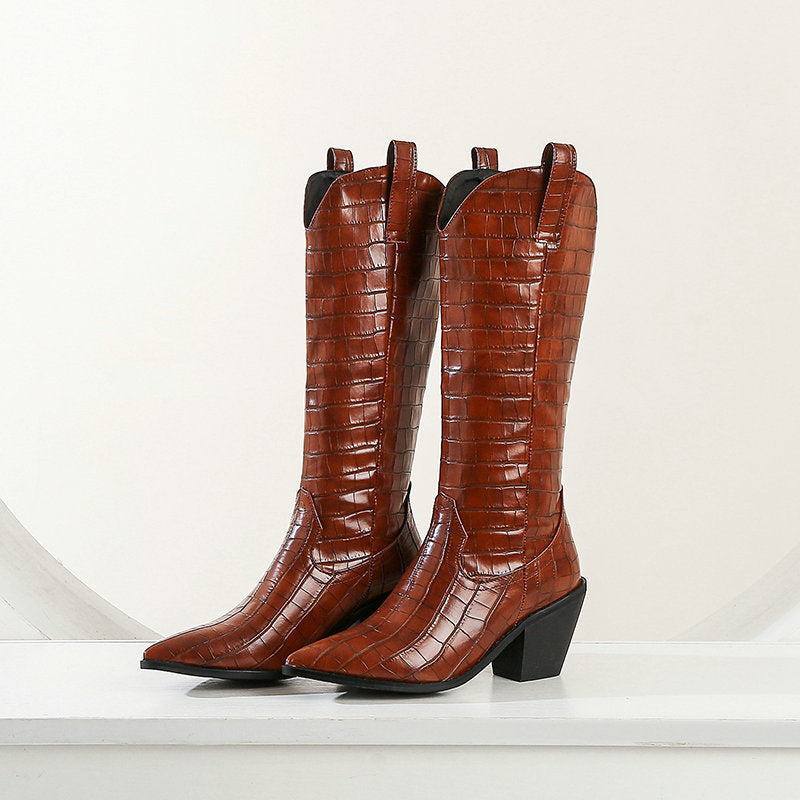 Knee-length Thick Heel Boots