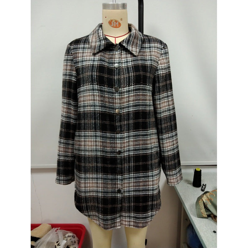 Loose Casual Plush Plaid Shacket