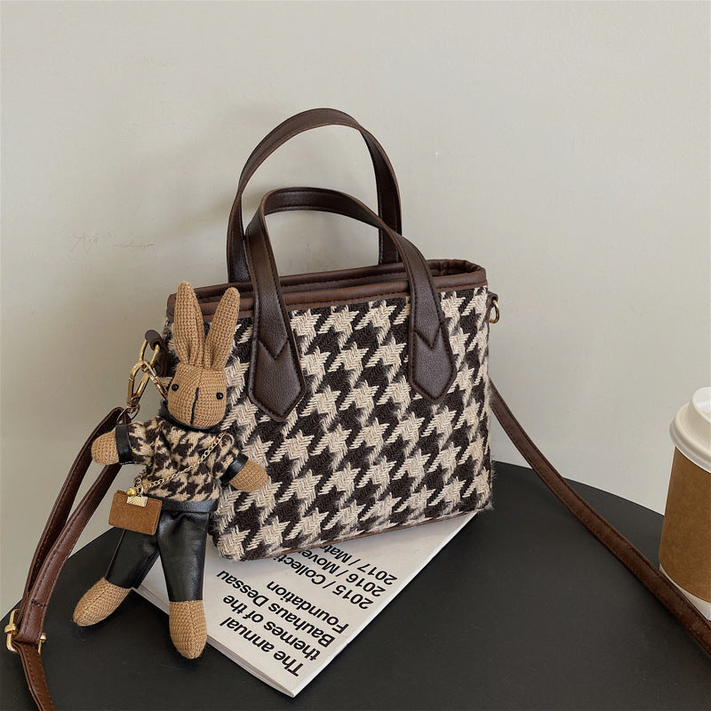 Houndstooth Shoulder Bag Portable Checkerboard Handbags All-match Messenger Bag