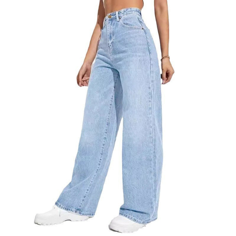 High Waist Slim Straight Jeans