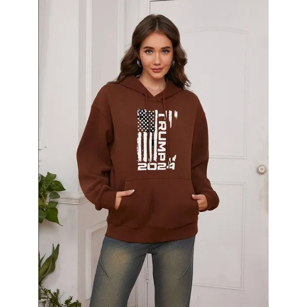 Women's Trump Vertical Letters Printed Hoodie