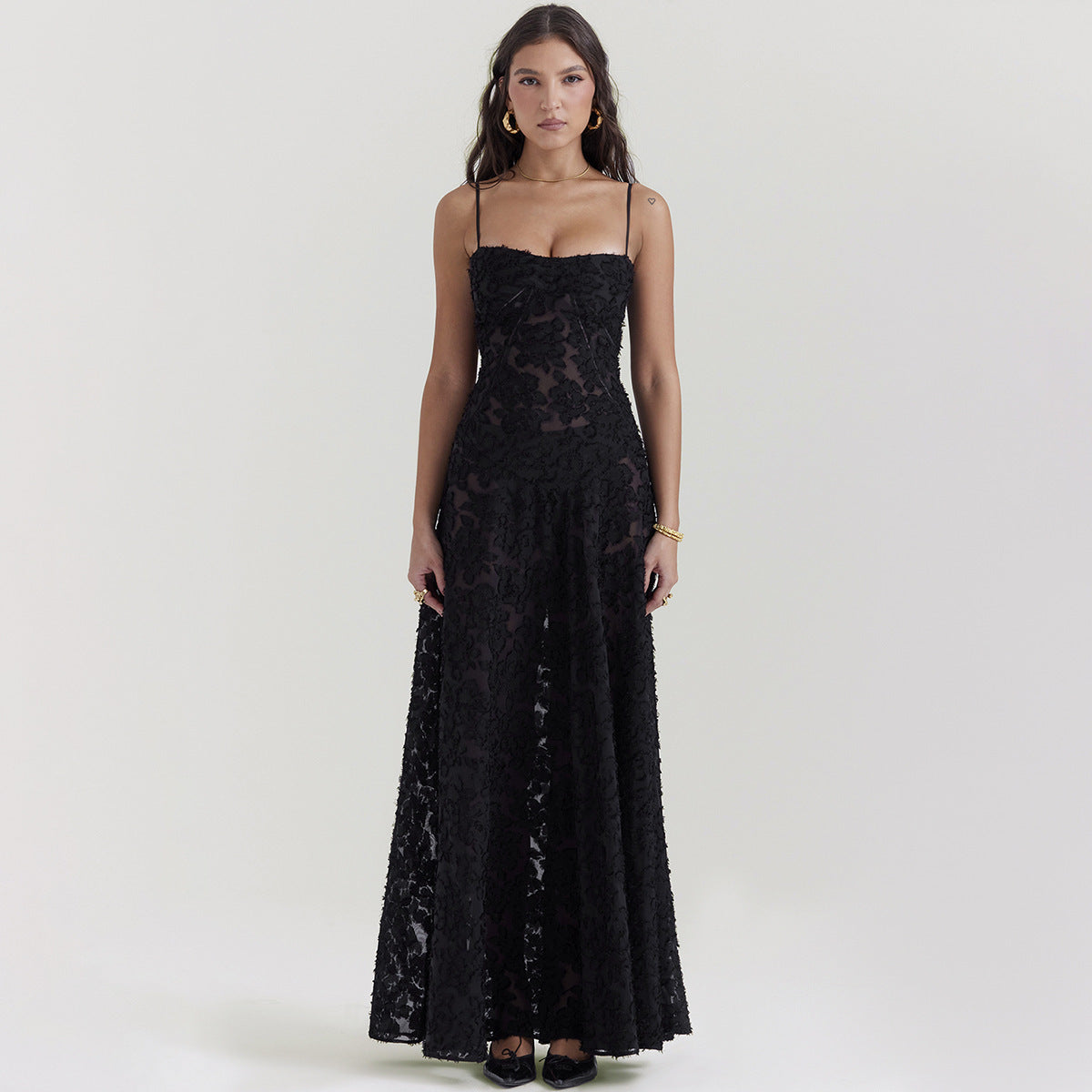 Suspender Lace Long Dress