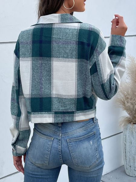 Short Plaid Cardigan Retro Jacket