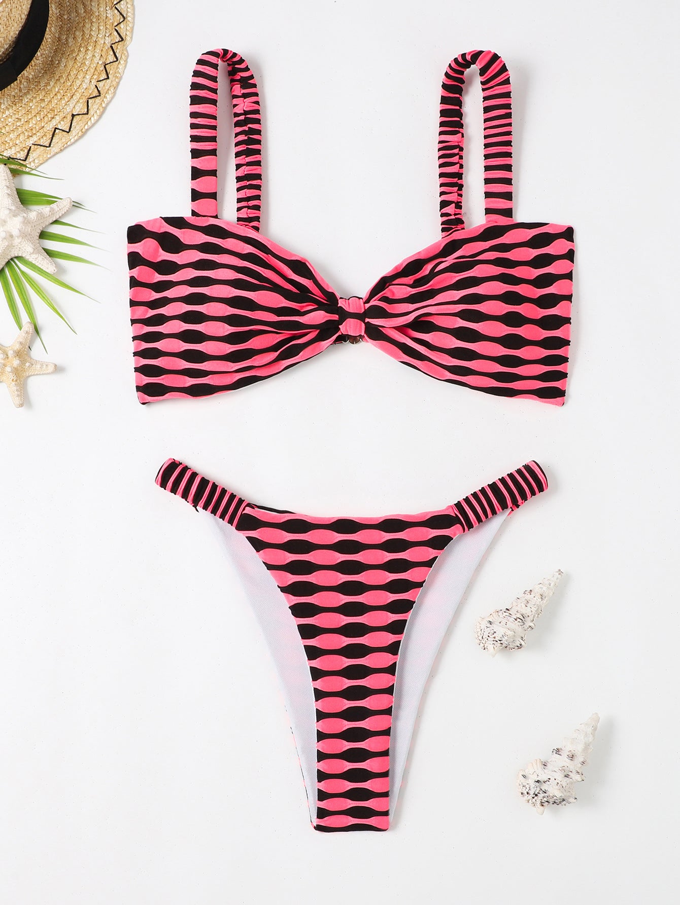 Stripe Print Bikini Set