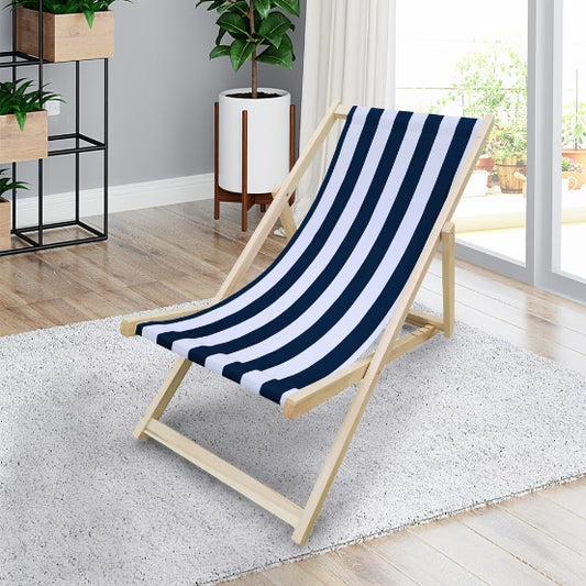 Populus Wood Sling Chair Blue Stripe Broad Blue Stripe Folding Chaise Lounge Chair