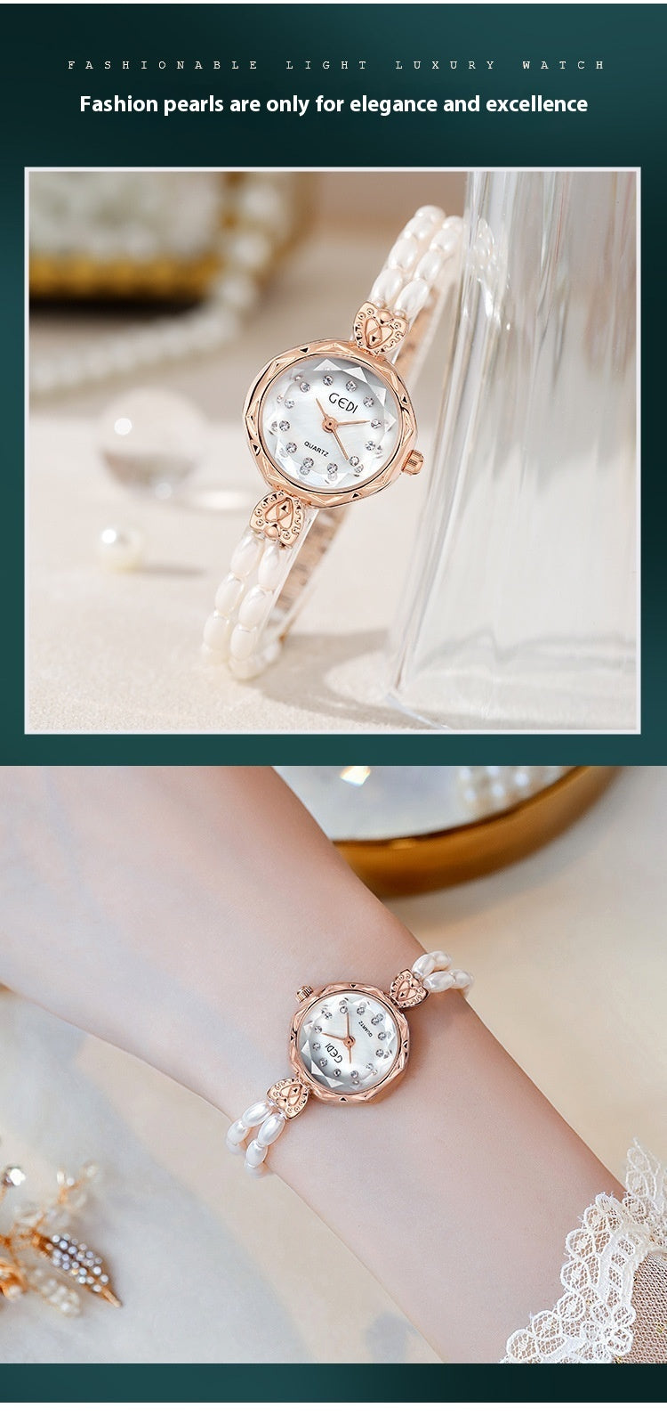 Niche Creative And Slightly Luxury Pearls Strap Watch