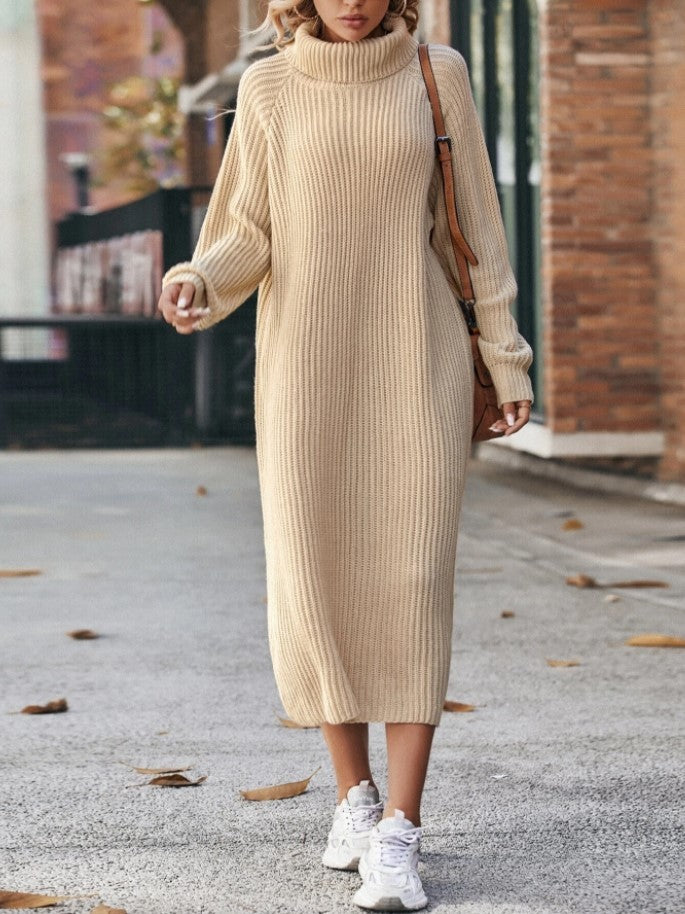 Winter Turtleneck Knitted Sweater Pullover Dress