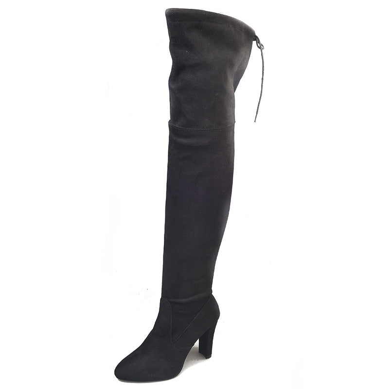 Pointed Thick Heel Over The Knee Boots Stretch Boots