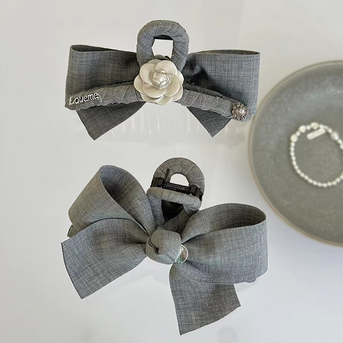 Fashionable Elegant Fabric Gray Bow Headdress