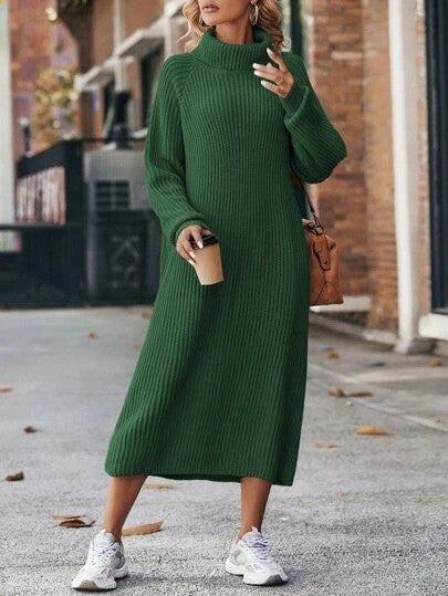 Winter Turtleneck Knitted Sweater Pullover Dress