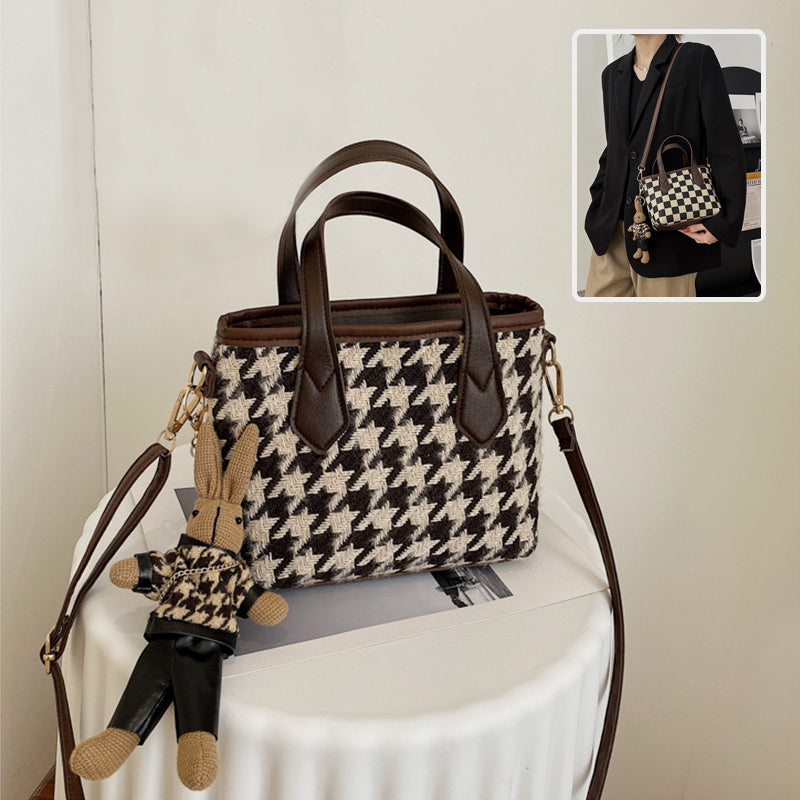 Houndstooth Shoulder Bag Portable Checkerboard Handbags All-match Messenger Bag