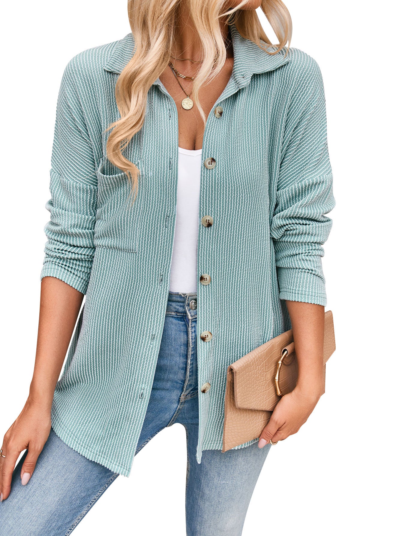 Striped Contrast Color Long Sleeve Shirt