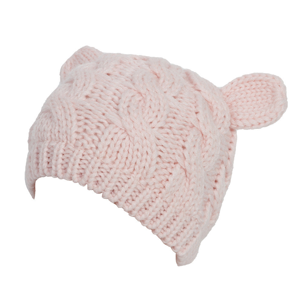 Hand Made 3D Cute Knitted Cat Ear Beanie