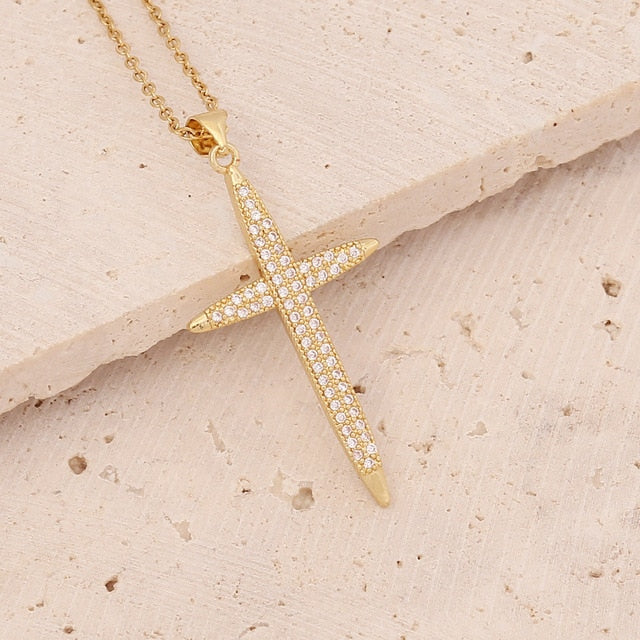 Gold Plated Cross Pendant Necklace