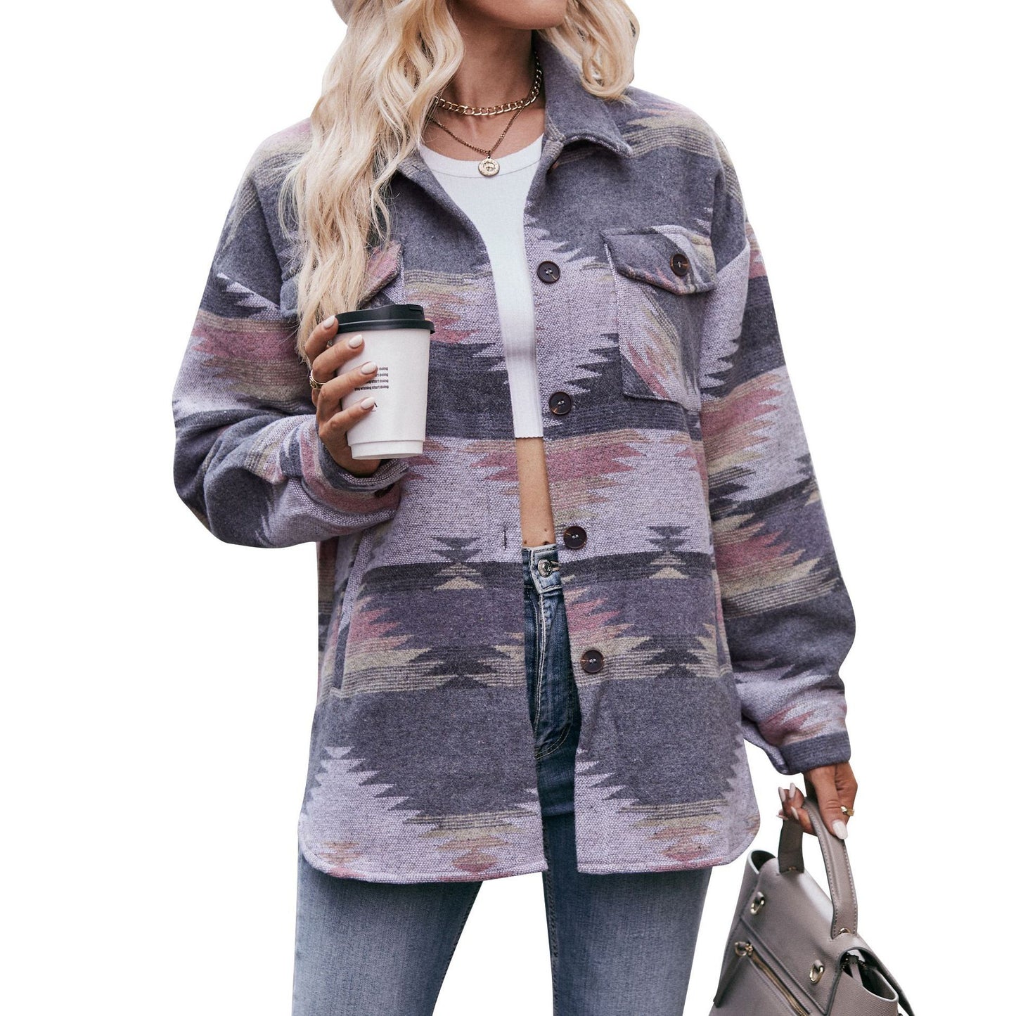 Geometric Print Shacket