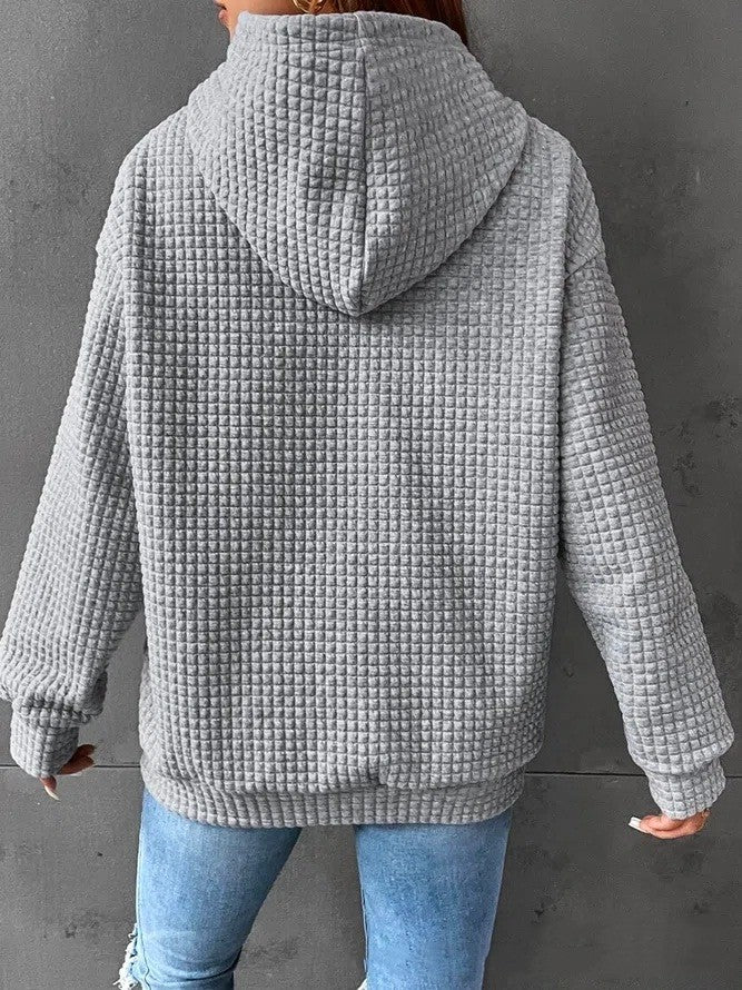 Loose Casual Solid Color Long-sleeved Hoodie