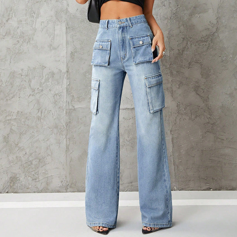 Women's Clothing High Waist Work Clothes Slimming Denim Jeans