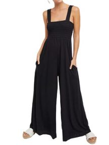 Jumpsuit Sleeveless Tank V Neck Wide Leg Pant Rompers with Pockets