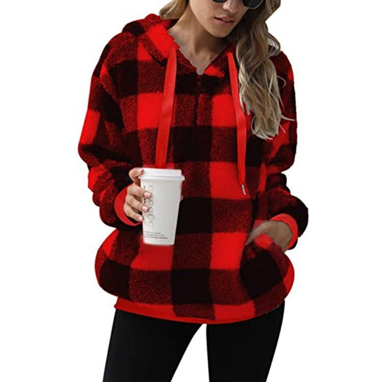 Plaid Hooded with Pockets