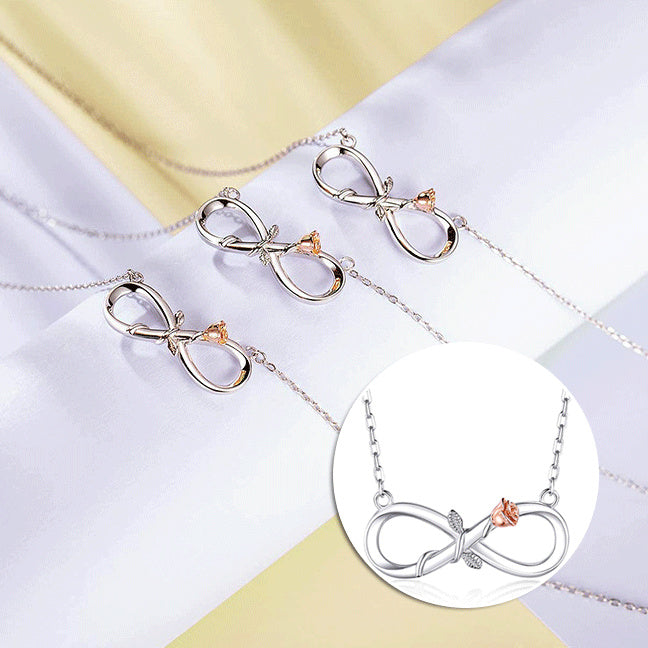 Double Fair Infinity Symbol Rose Necklace S925 Silver 8-word Rose Necklace