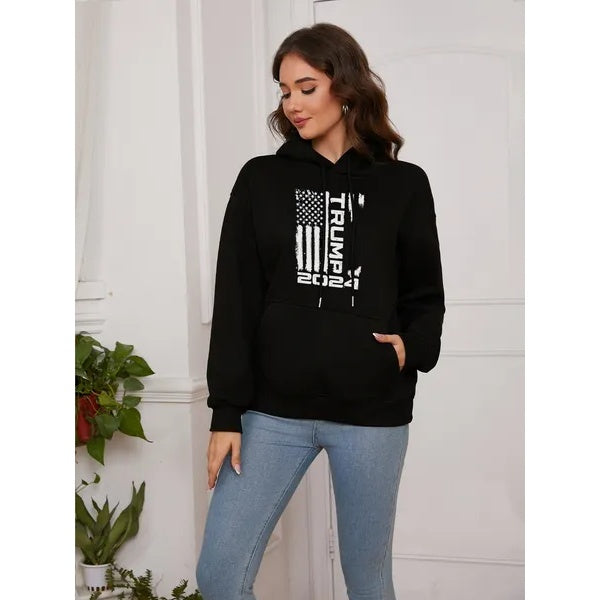 Women's Trump Vertical Letters Printed Hoodie