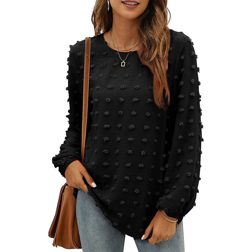 Jacquard Long-sleeved Round Neck T-shirt