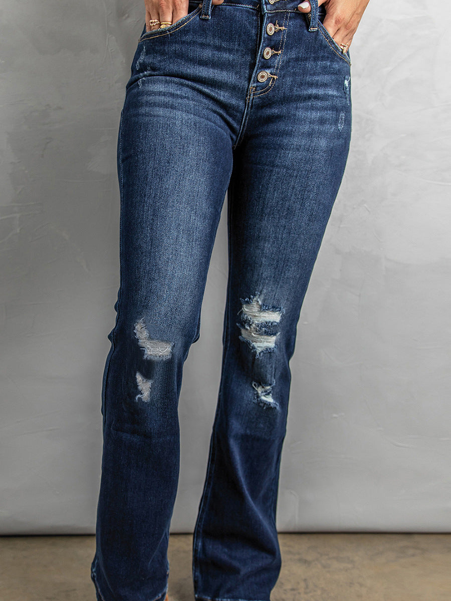 Women's Ripped High-waist Jeans