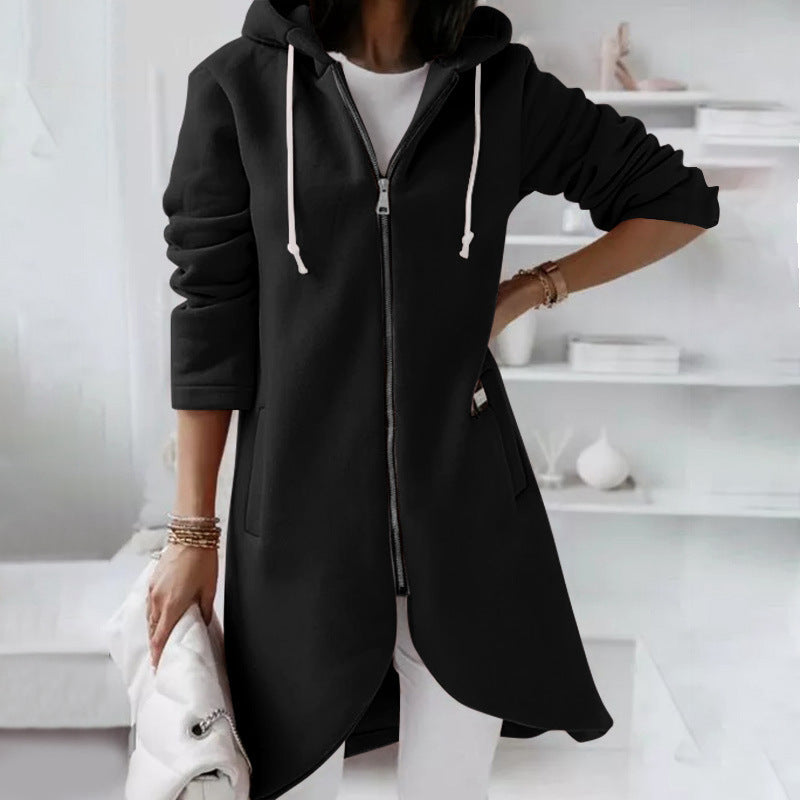 Zipper Hooded Long Sleeve Jacket