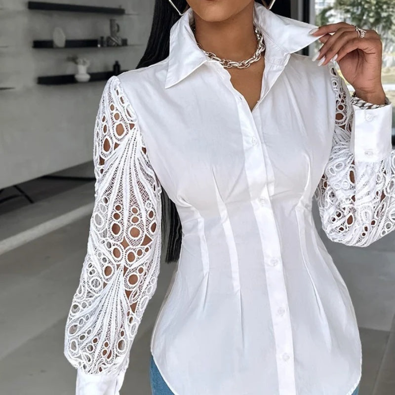 Lace Stitching Long-sleeved Shirt