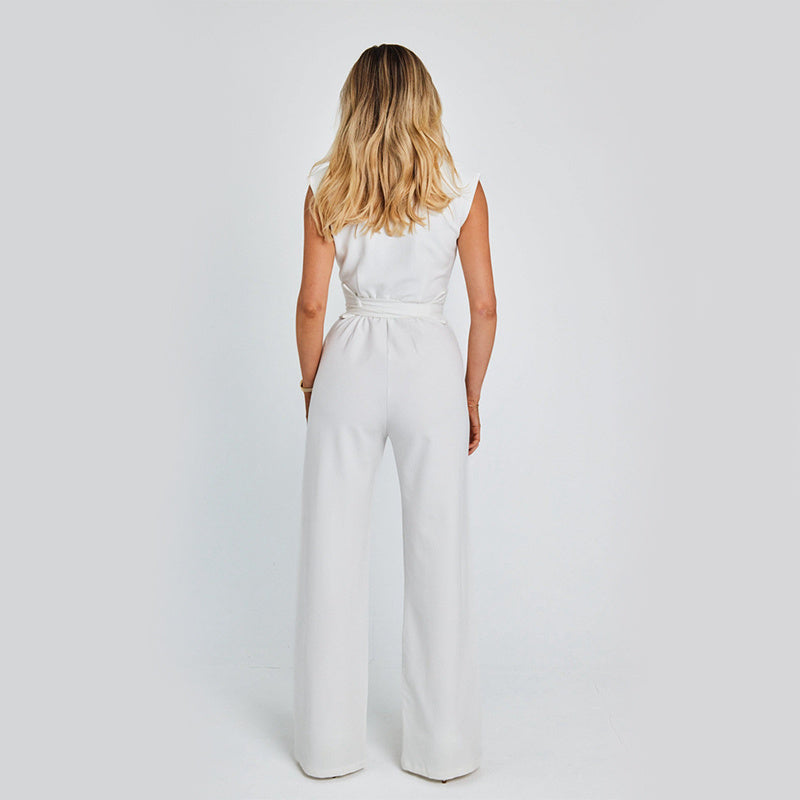 V-neck Sleeveless Jumpsuit