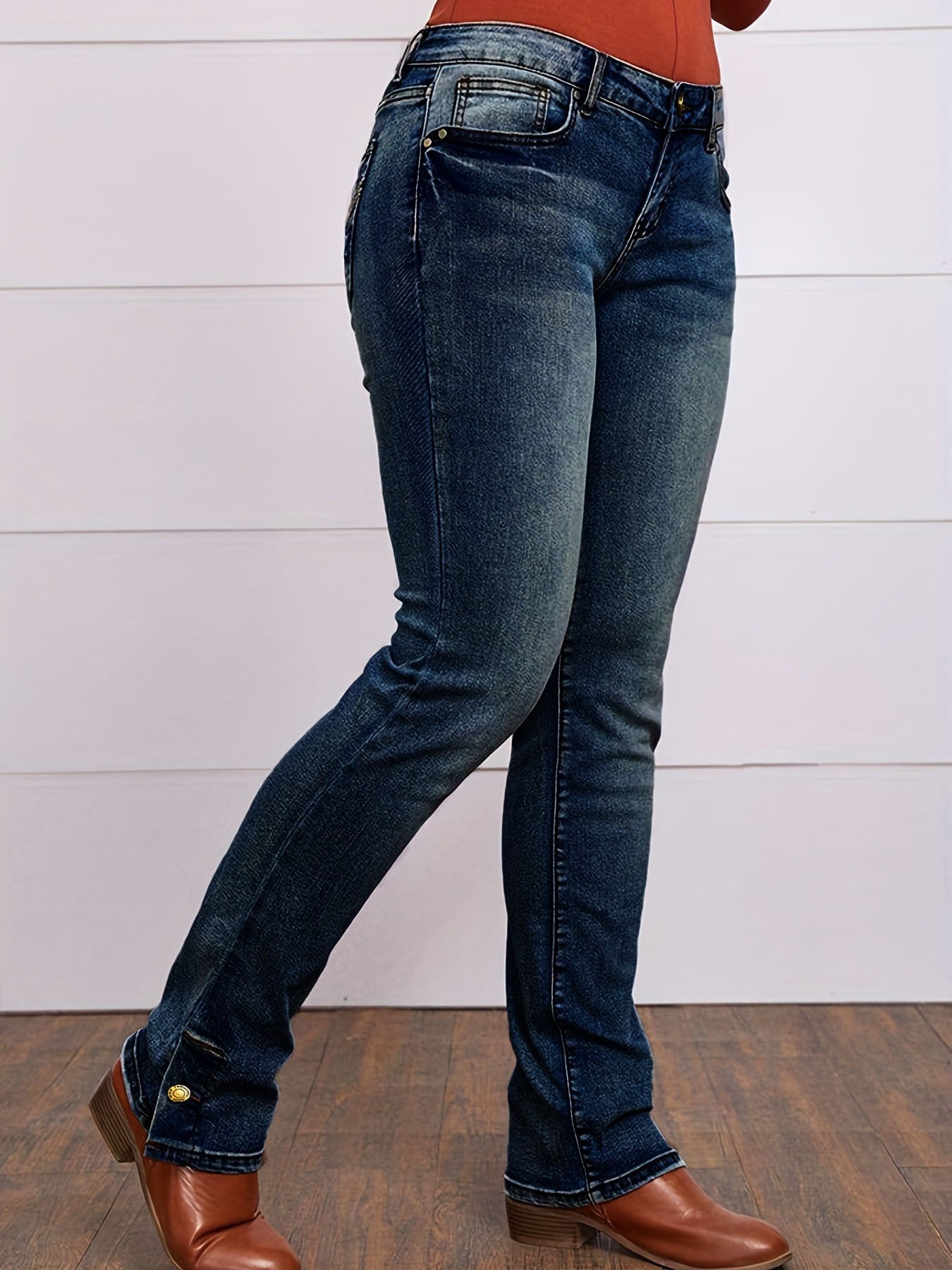 Embroidered Simple Casual Jeans