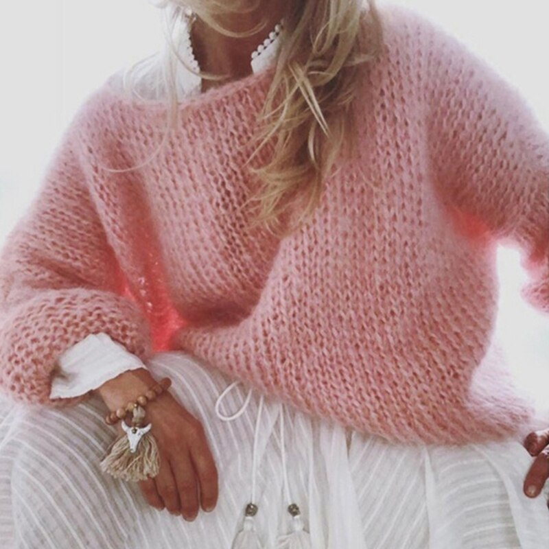 Chunky Knitted Fluffy Pullover Tops