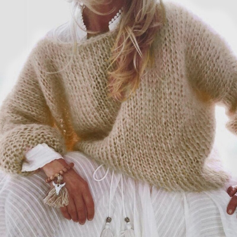 Chunky Knitted Fluffy Pullover Tops