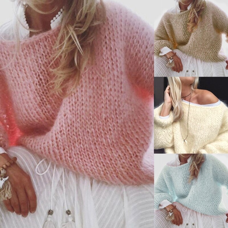 Chunky Knitted Fluffy Pullover Tops